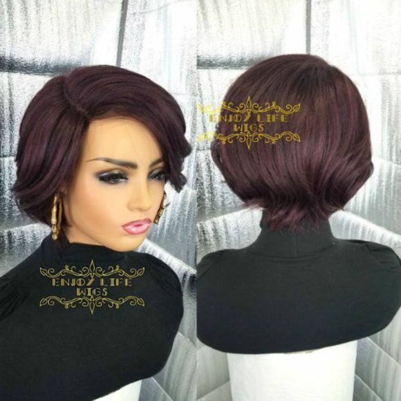 realitystar Burgundy human hair bob wig natural